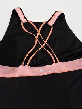 EUC Lululemon athletica Racerback Vinyasa Surf Tank Black & Coral Pink Size 10